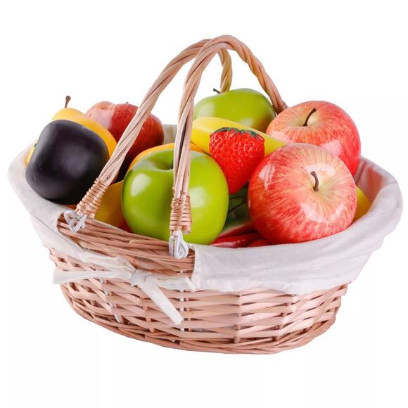 Vintiquewise Oval Willow Basket with Double Drop Down Handles - Picture 1 of 6